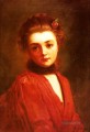 Porträt eines Mädchens in einem roten Kleid Dame Gustave Jean Jacquet